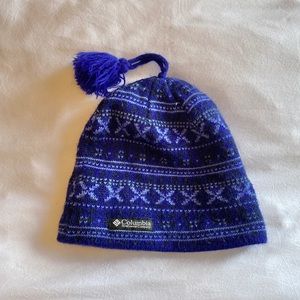 Columbia womens beanie winter fleece blue faireisle